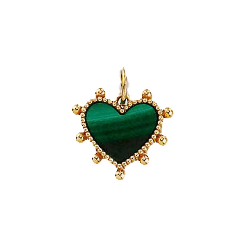 Beaded Heart Malachite Pendant 15MM