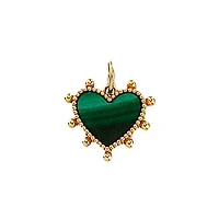 Beaded Heart Malachite Pendant 15MM