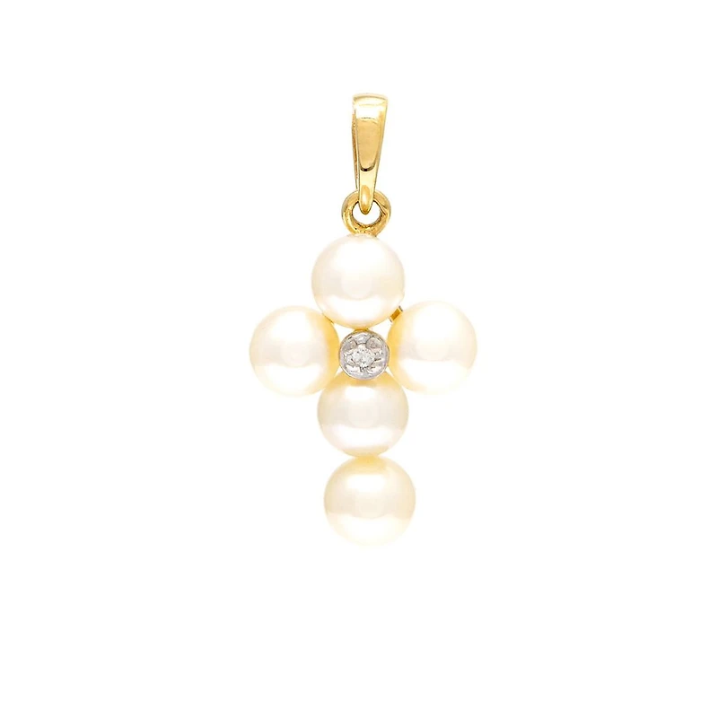 Pearls Cross with Diamond Pendant