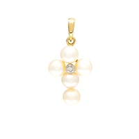 Pearls Cross with Diamond Pendant