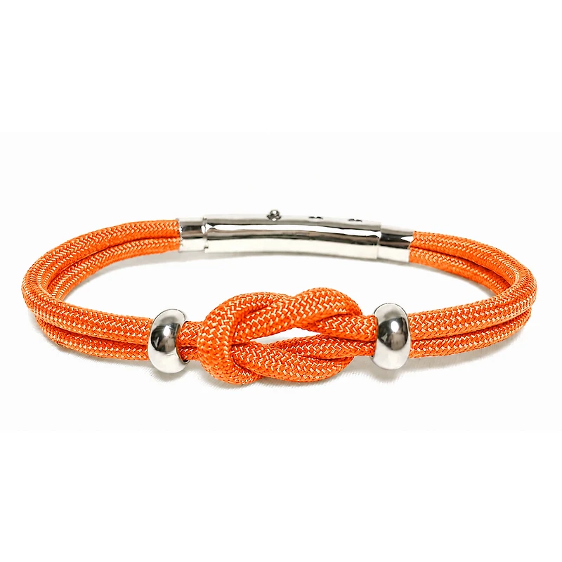 Double Cord Knot Beads Bracelet - Neon orange cord