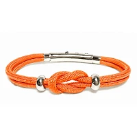 Double Cord Knot Beads Bracelet -  Neon orange cord