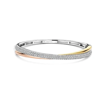 Trinity Three Tone Crossover Bangle Bracelet