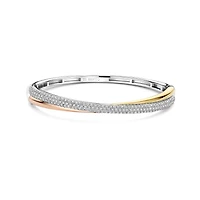 Trinity Three Tone Crossover Bangle Bracelet
