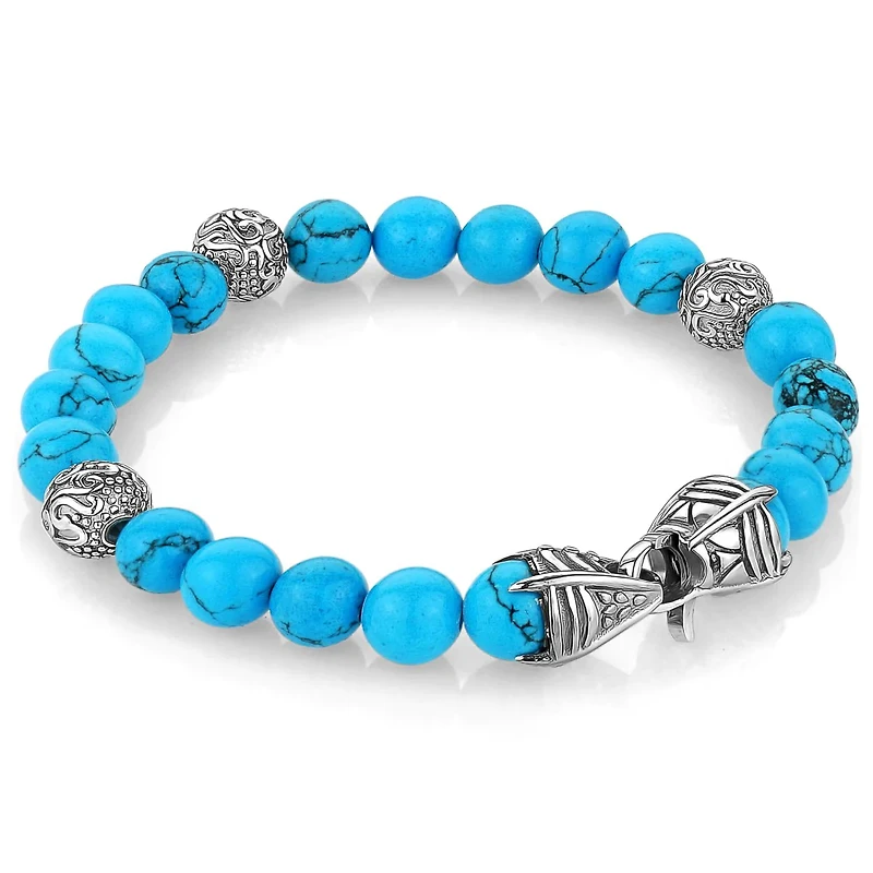 Turquoise Bead Steel Bracelet