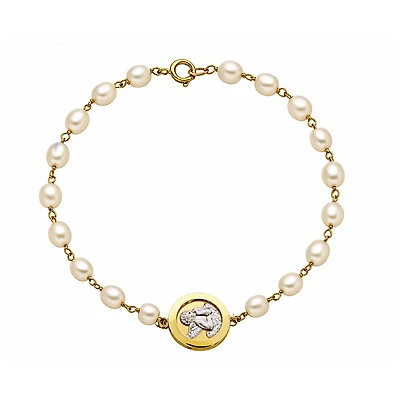 Guardian Angel Two Tone Pearl Bracelet