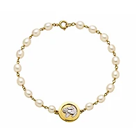 Guardian Angel Two Tone Pearl Bracelet