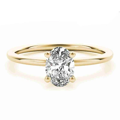 .50CT Oval Cut Solitaire Diamond Engagement Ring in Yellow Gold