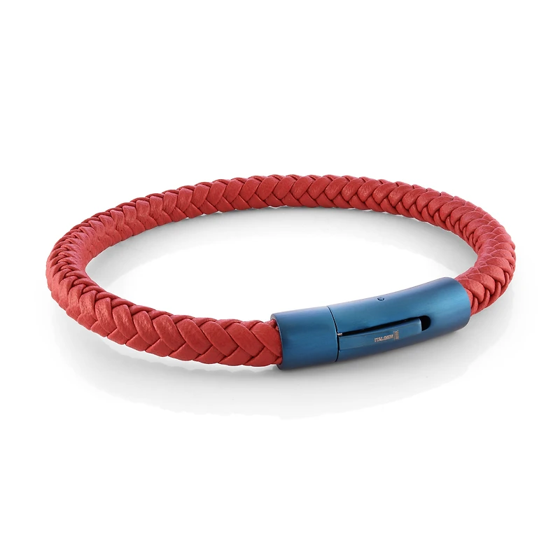 Blue and Red Leather Bracelet