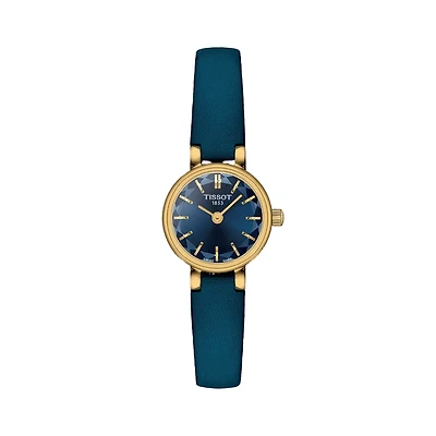 Lovely Round 20mm Gold Watch with Blue Strap