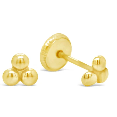 5MM Trio Gold Ball Triangle Stud Earrings