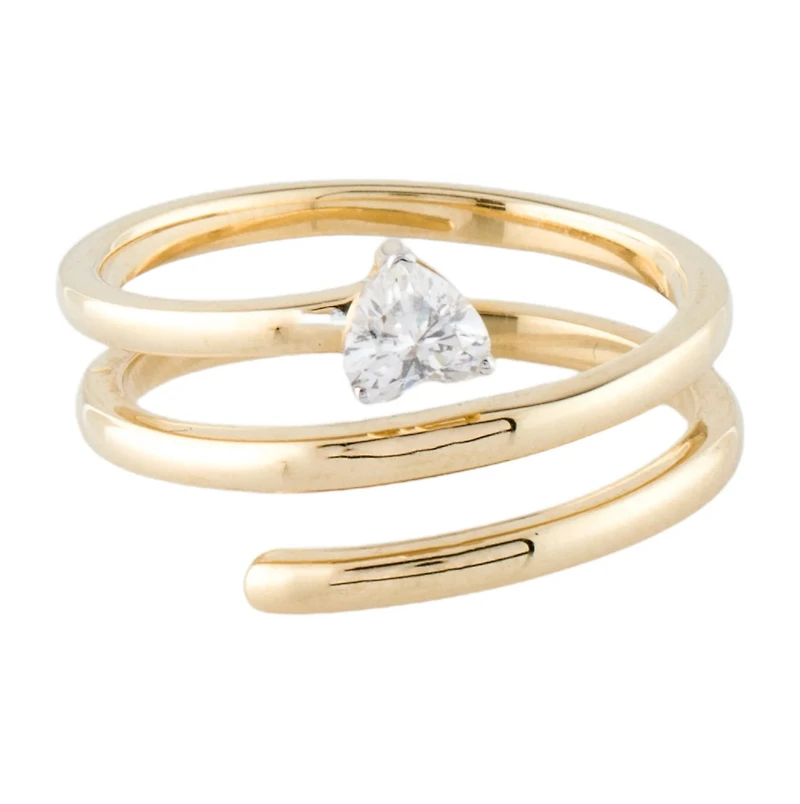 Spiral Ring with Heart Diamond