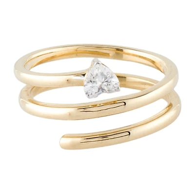 Spiral Ring with Heart Diamond