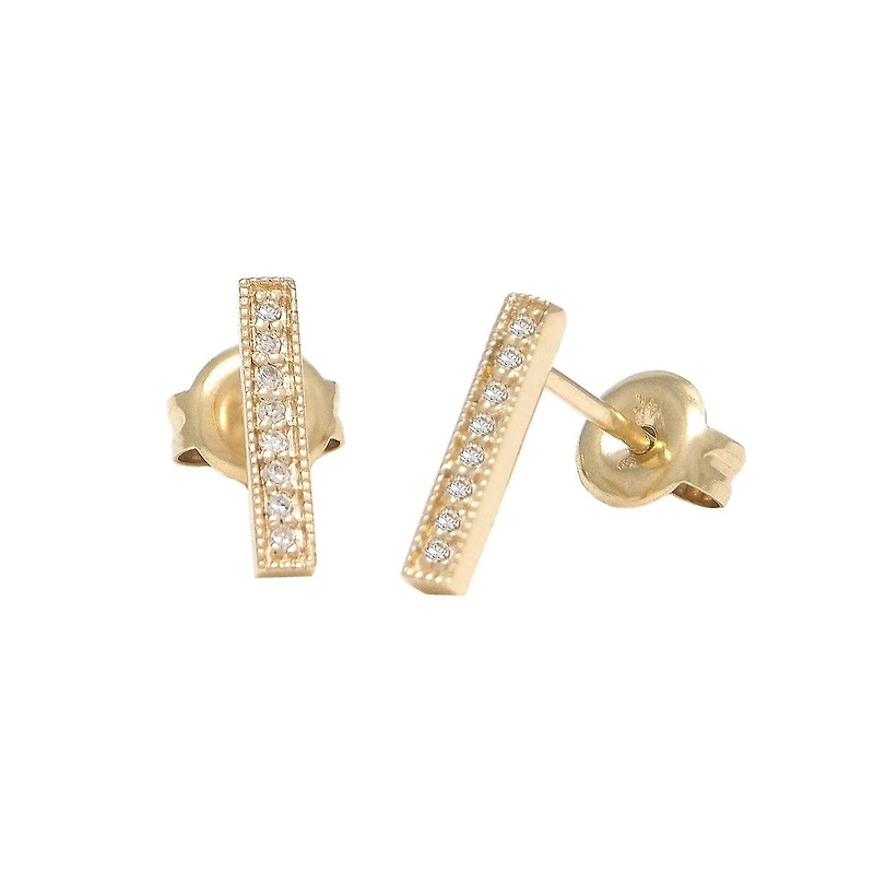 Diamond Bar Stud Earrings
