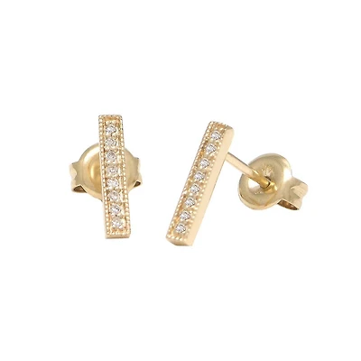 Diamond Bar Stud Earrings