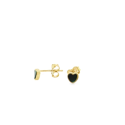 Green Malachite 8MM Heart Stud Earrings