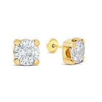 Round Zirconia 6MM Four Prong Set Stud Earrings