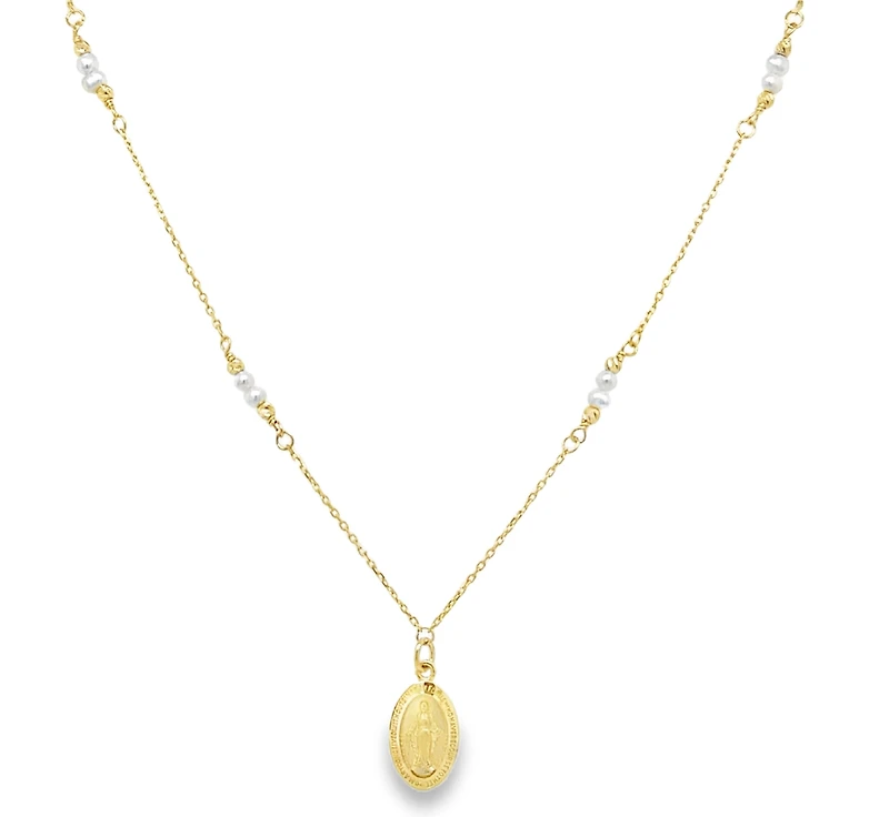 Oval Milagrosa and Pearl Chain Necklace