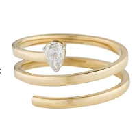 Spiral Ring with Pear Diamond