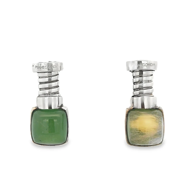 Circles on Water Earrings with Jade Rutilated Quartz