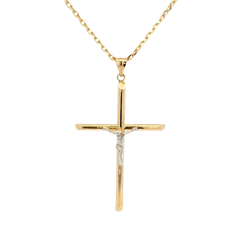Thin Two Tone Crucifix Pendant - 52MM