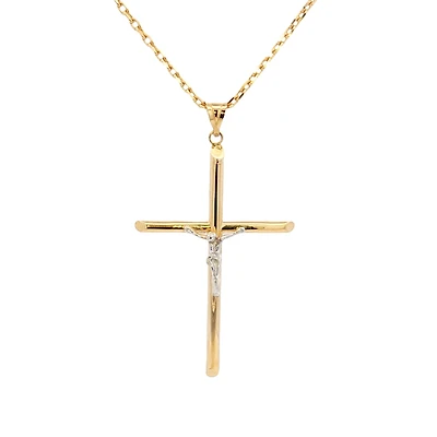 Thin Two Tone Crucifix Pendant - 52MM