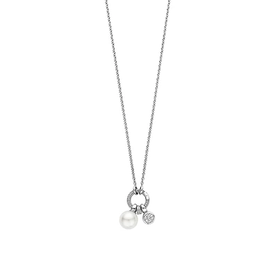 Pearl and Pave Charms Necklace