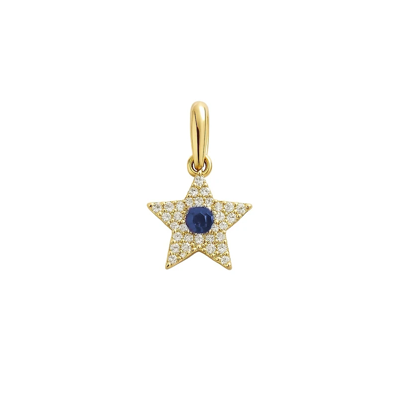 Blue Sapphire and Diamonds Star Pendant