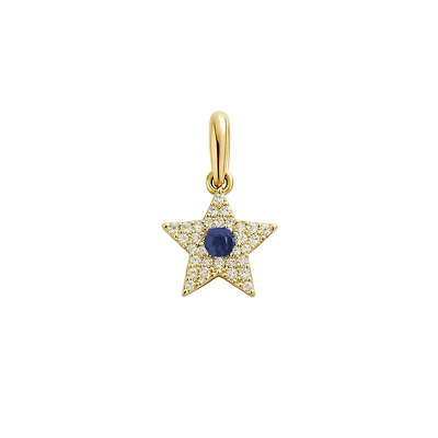Blue Sapphire and Diamonds Star Pendant