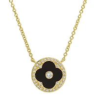 Onyx and Diamond Clover Necklace