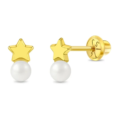 Star Sitting on Pearl Kids Earrings