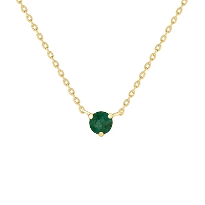 Emerald Solitaire Prong Set Necklace