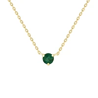 Emerald Solitaire Prong Set Necklace