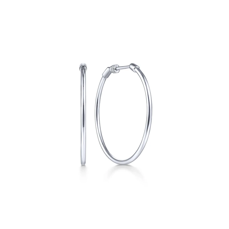 30mm White Gold Hoop Earrings