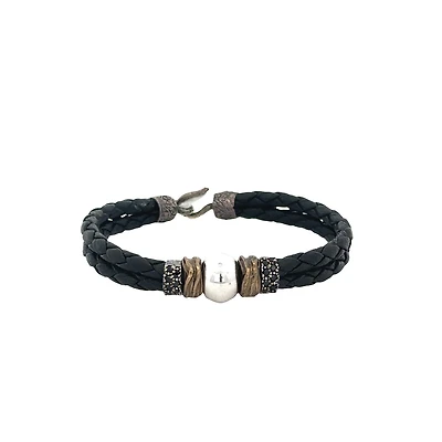 Double Braided Leather Bracelet