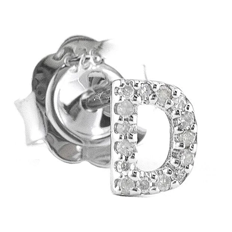 Diamond Initial Silver Stud Earrings