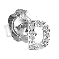 Diamond Initial Silver Stud Earrings
