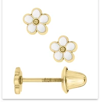 14K Gold Daisy Stud Earrings