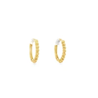 15.5MM Beaded Huggie Earrings