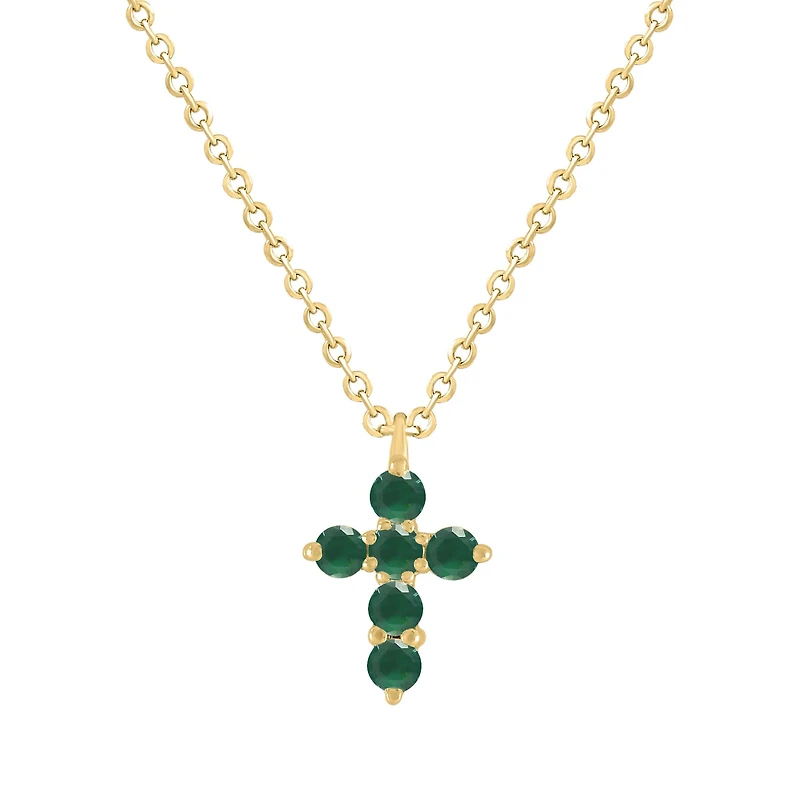 Mini Emerald Cross Necklace
