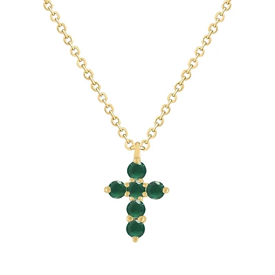 Mini Emerald Cross Necklace