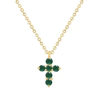 Mini Emerald Cross Necklace