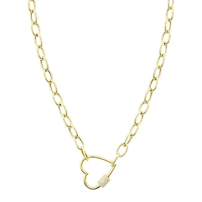 Heart Diamond Charm Carrier Necklace