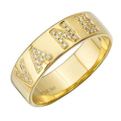 Custom Diamond Name Wide Ring