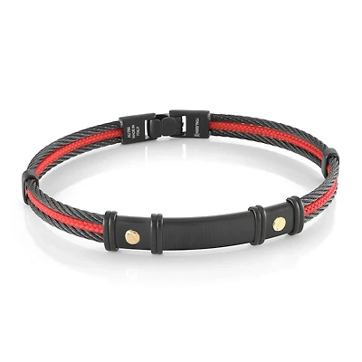 Red and Black Cable Steel Bracelet