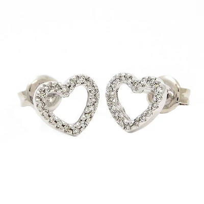 Open Heart Diamond Stud Earrings