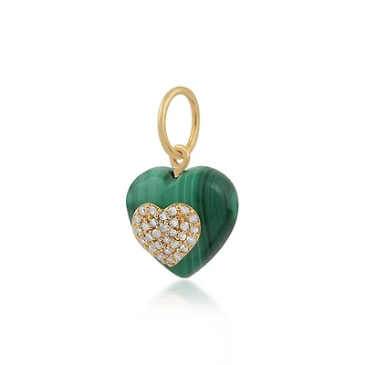 Malachite Heart and Diamonds Pendant