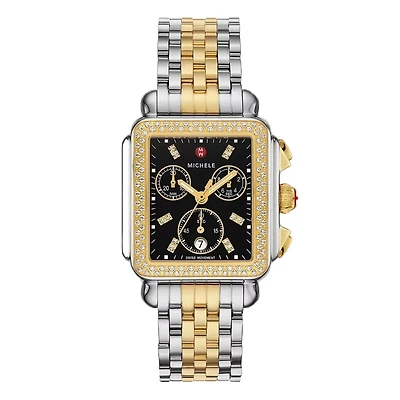 Deco Diamond Black Dial 35MM Chrono Watch