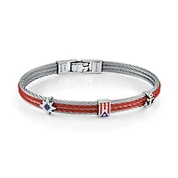 Puerto Rico Red Cord Steel Bracelet