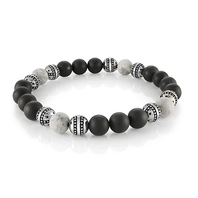 Grey Black and Steel Beads Bracelet